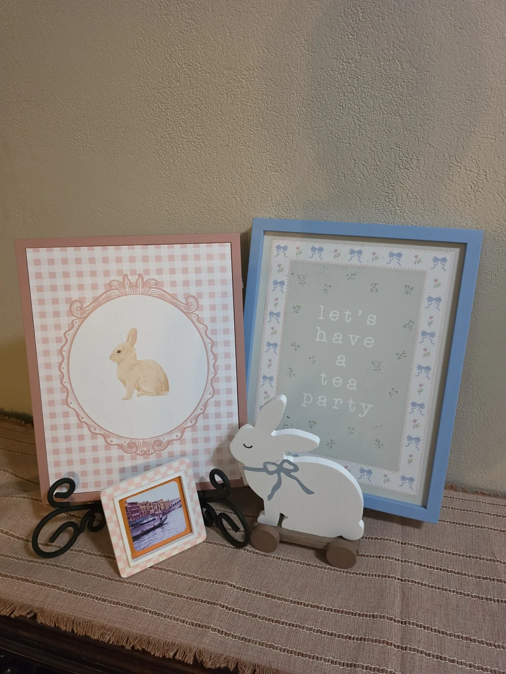 Hobby Lobby Pink & Blue Bunny Framed Art Set